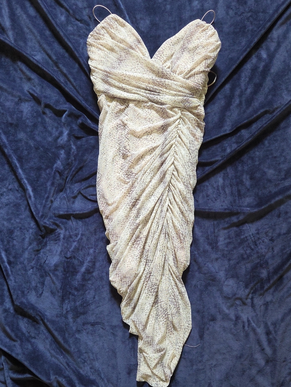Womens Snakeskin Ruched Dress M